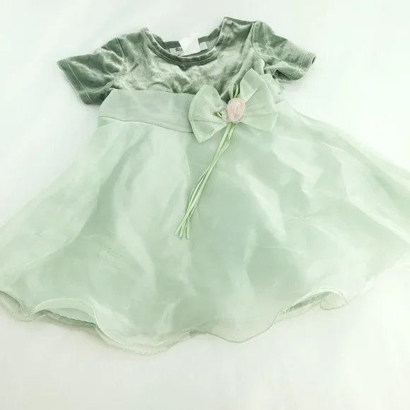 Rare Too | Dresses | Rare Too Baby Girl Mint Green Velvet Short Sleeve Fit  Flare Dress Size 2m | Poshmark